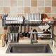 Over Sink Dish Drying Rack 2-Tier Stainless Steel Kitchen Shelf Cutlery Drainer